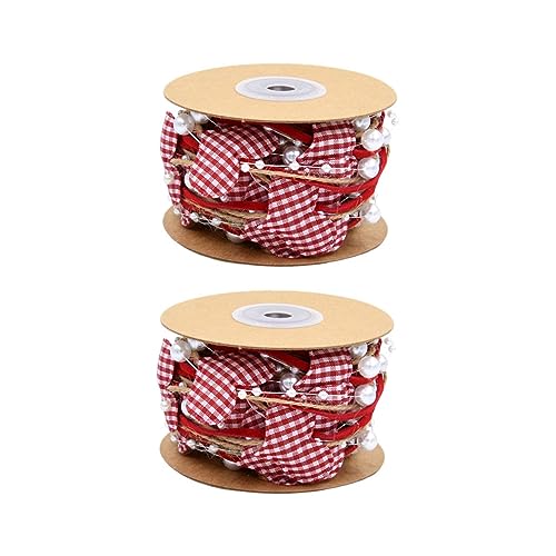 CALLARON 2 Rollen Liebesperlenkettenband ribbon bandfeile Geschenkband für walentigtag valentinsday Dekorationen Blumenband für Blumensträuße DIY-Bänder dekoratives Band Polyester von CALLARON