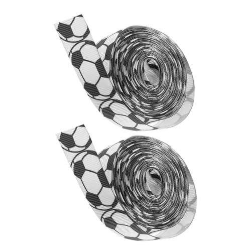 CALLARON 2 Rollen praktisches Geschenkband seidenband ribbon bastelzeug Dekorationsband decora Bänder dekorativ Fußballband Sport Beige mehrfarbig Banddekor Geschenkverpackungsband Stoff von CALLARON