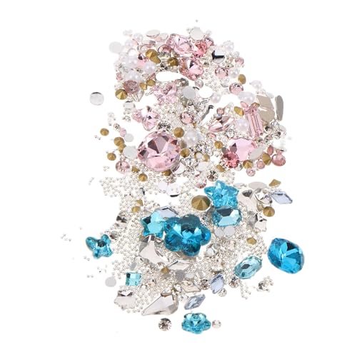 CALLARON 2 Sätze Glitter Nail Art Rhinestones Flatback Nail Jewels in Rosa und Blau DIY Maniküre Schmuck für Frauen und Anfänger von CALLARON