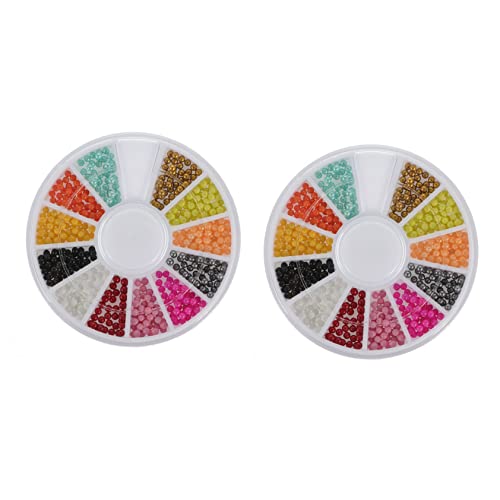 CALLARON 2 Sätze Nagelperlen Nägel Edelsteine Winzig Nagel Pailletten Kaviarperlen Nagel Mini-nagelkaviarperlen Plastik 2box*2 von CALLARON