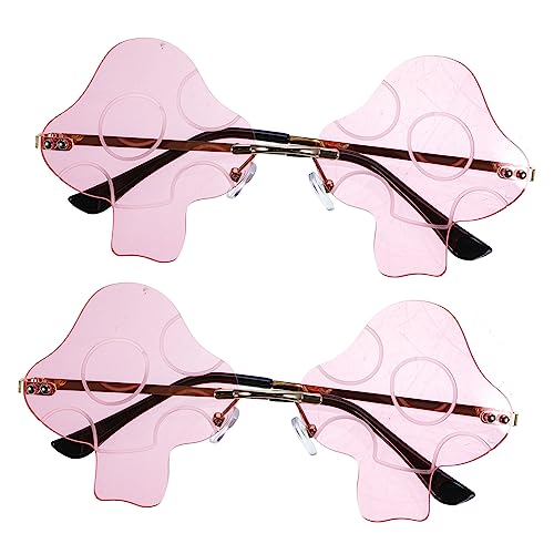 CALLARON 2 Stck. Mushroom Shape Sonnenbrille Lustige Irreguläre Randlose Brille für Partys Festivals und Strand Retro Stil Leicht Pc Material von CALLARON