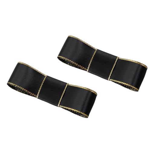 CALLARON 2 Stück Geschenkband Gold Doppeltes Satinband Dekoration Blau Verpackung Schwarzes Band Stoff Basteln Rosa Stichworte Sortiertes Band Polyester Black von CALLARON