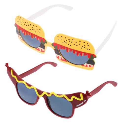 CALLARON 2 Stück Hamburger Hotdog Kostümbrille Lustige Partybrille für Halloween Fotorequisiten Leichte Sonnenbrillen für Feste für Feiern und Themenpartys von CALLARON