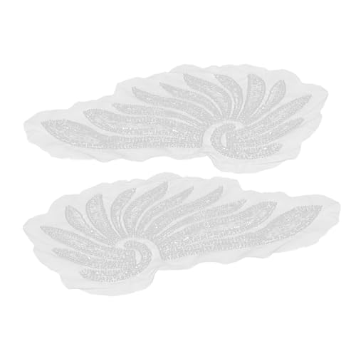 CALLARON 2 Stück Handgefertigte Blumen Applikation Weiß Spitzenapplikationen Hochzeit Performance Kleidung Verzierung Stickerei Floral Patches von CALLARON