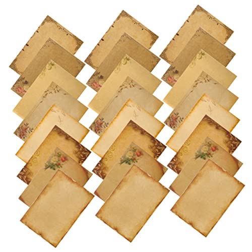 CALLARON 24Blätter Vintage Briefpapier Retro Briefpapier für Einladungen Grußkarten Je für Persönliche Botschaften Geschenkpapier aus Kraftpapier von CALLARON
