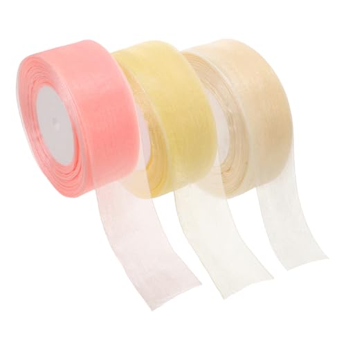 CALLARON 3 Rollen Transparentes Chiffonband Yards Vielseitiges Geschenkband für Hochzeitsdekorationen Geburtstagsgeschenke Blumenarrangements und Diy Bastelprojekte von CALLARON