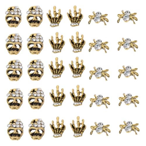 CALLARON 30 Stück Teiliges Halloween Metall Nagel Charms Schädel Spinne Vintage Gold Nail Art Dekoration DIY Nagelkunst Zubehör für Gruselige Stilvolle Nageldesigns CALLARON 30 Stück Teiliges Halloween Metall Nagel Charms Schädel Spinne Vintage Gold Nail Art Dekoration DIY Nagelkunst Zubehör für Gruselige Stilvolle Nageldesigns von CALLARON