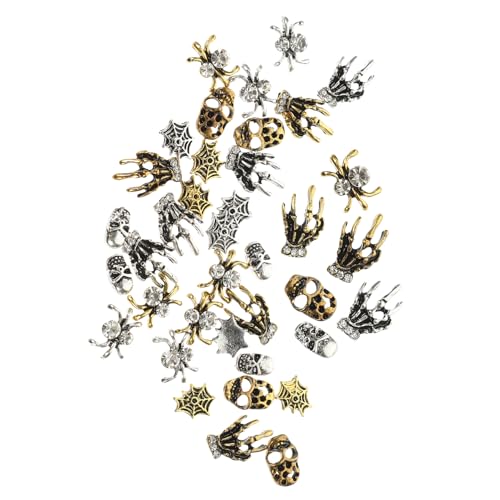 CALLARON 32 Stück Teiliges Nagelkunst Charms mit Spinnen und Design für Halloween Kreative Nageldekoration für DIY Maniküre Zubehör Kawaii Nail Gems von CALLARON