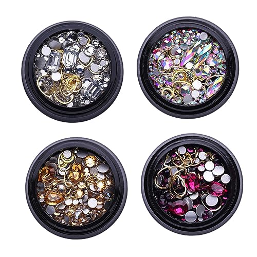 CALLARON 4 Boxen Nail Studs Verschiedenen Farben Metallische Nail Art Dekoration mit Glitzersteinen für Designs CALLARON 4 Boxen Nail Studs Verschiedenen Farben Metallische Nail Art Dekoration mit Glitzersteinen für Designs von CALLARON