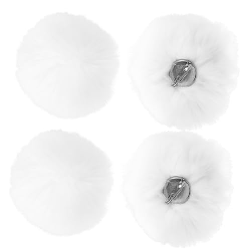 CALLARON 4 Stück Haarball Im Pin-Stil Pom-pom- Schuhclips Für High Heels Pompon-schuhschnalle Kroko-Clog-Dekoration Schuh-zierklammern Abnehmbar Dekorationen Damen Weiß Kunstfell von CALLARON