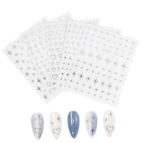 CALLARON 5 Bögen Nailart Sticker Silber Sterne Nagelsticker Stern Nagelaufkleber Sternaufkleber Für Nägel Glitzer Sternaufkleber Nagelsternaufkleber Sternaufkleber Nägel Sticker CALLARON 5 Bögen Nailart Sticker Silber Sterne Nagelsticker Stern Nagelaufkleber Sternaufkleber Für Nägel Glitzer Sternaufkleber Nagelsternaufkleber Sternaufkleber Nägel Sticker von CALLARON