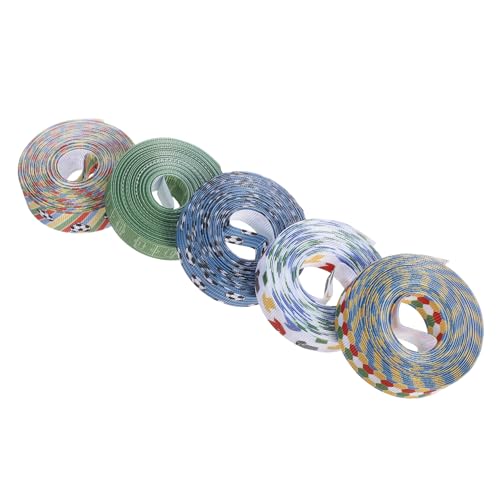 CALLARON 5 Stück Fußball Partyband aus Strapazierfähigem Polyester Wiederverwendbares Geschenkband mit Lebendigem Fußballmuster für DIY Dekorationen Blumenarrangements und Sport events von CALLARON