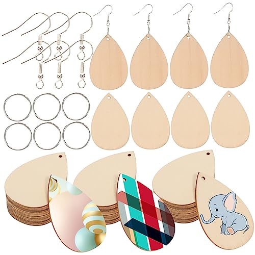 CALLARON 50 Stück Holz Ohrring Anhänger Unbehandelte Holzscheiben zum Selbstgestalten Leichte DIY Ohrschmuck Charms Glatt und Bürstenfrei für Schmuckherstellung und Bastelprojekte von CALLARON