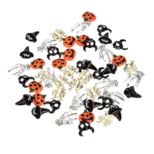 CALLARON 50 Stück Teiliges Halloween Nagel Schmuck Metall Nail Art Charms mit Kürbis Skelett Hexe Motiven Leicht und Langlebig für DIY Nageldesign und Halloween Party Deko CALLARON 50 Stück Teiliges Halloween Nagel Schmuck Metall Nail Art Charms mit Kürbis Skelett Hexe Motiven Leicht und Langlebig für DIY Nageldesign und Halloween Party Deko von CALLARON