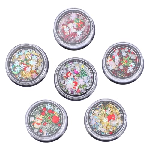 CALLARON 6 Boxen Teiliges Nail Art Charms Weihnachtsnageldekoration Alloy DIY Maniküre Zubehör für Kreative Nageldesigns Vielseitige Weihnachtsmotive Einfach Anzuwenden Festliche CALLARON 6 Boxen Teiliges Nail Art Charms Weihnachtsnageldekoration Alloy DIY Maniküre Zubehör für Kreative Nageldesigns Vielseitige Weihnachtsmotive Einfach Anzuwenden Festliche von CALLARON