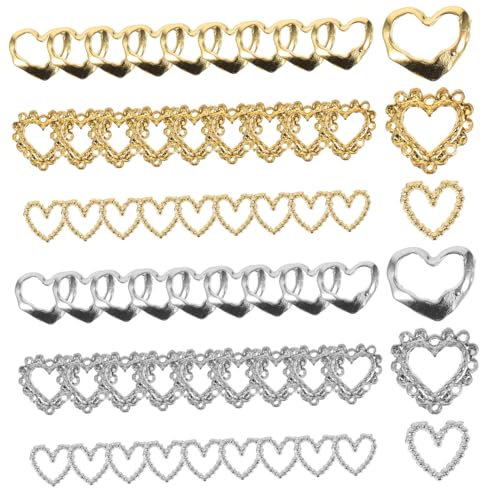 CALLARON 60 Stück Nail Charm Teilig Metalldekorationen für Nail Art Süße Herzornamente für Maniküre für Partys Hochzeiten Geburtstage Strapazierfähige und Langlebige Nagelschmuckstücke von CALLARON