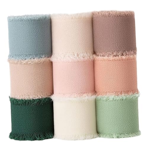 CALLARON 9 Rollen Satinband Schleife Einladung Stoff seidig blumenverpackung geschenkband hochzeitsdekoration Basteln mit Bändern hochzeitsschmuck breites Band Chiffon-Geschenkpapier von CALLARON