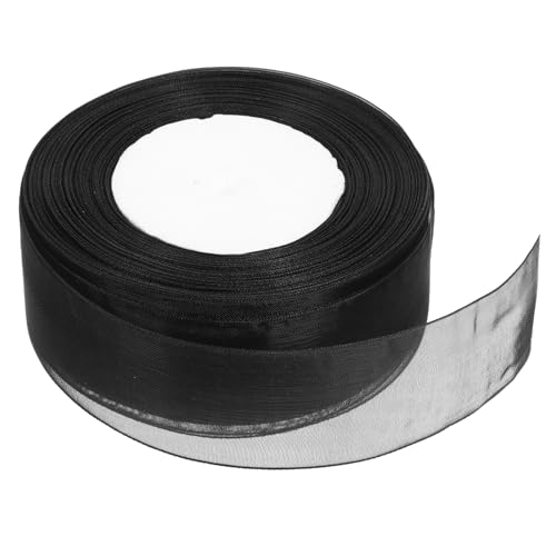 CALLARON Bogenband abschlussfeier blumenarrangement hochzeitsbögen Schleifenband hochzeitsgeschenkverpackung Organza -Band Halloween-Band transparent Organzaband Chiffon Black von CALLARON