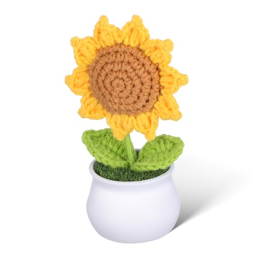 CALLARON Gestrickte Sonnenblumen Im Topf Häkelblumen Strickblumen Häkelblumen Im Topf Gestrickte Pflanzen Gestrickte Topfpflanzen Stricken Häkeln Gestricktes Sonnenblumenornament von CALLARON