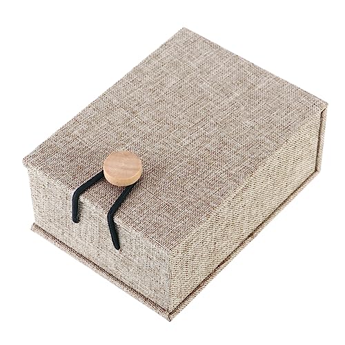 CALLARON Rustikale Beige Schmuckschatulle mit Holzverschluss Leinenanhänger Schmuckaufbewahrung CALLARON Rustikale Beige Schmuckschatulle mit Holzverschluss Leinenanhänger Schmuckaufbewahrung von CALLARON