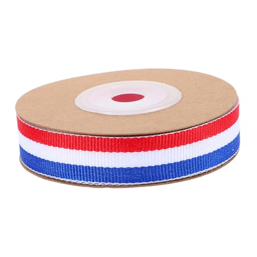 CALLARON Rot Weiß Blau Gestreiftes Geschenkband Breit für Medaillen Blumensträuße und DIY Bastelprojekte mit Feiner und Fransenfreiem von CALLARON