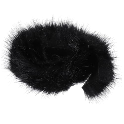 CALLARON Schwarzes Faux Fur Band Kunstfell Zierband für DIY Kleidung Schuhe Taschen Dekoration Pelzbesatz Bastelmaterial Sanft und Pflegeleicht für Mode und Heimtextilien von CALLARON