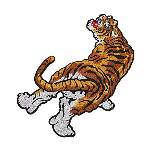 CALLARON Tiger Stickerei Patch Langlebige Tier Applikation zum Nähen Dekorativer Aufnäher für Kleidung Rucksäcke DIY Basteln Einfache Anbringung Baumwollstoffen von CALLARON