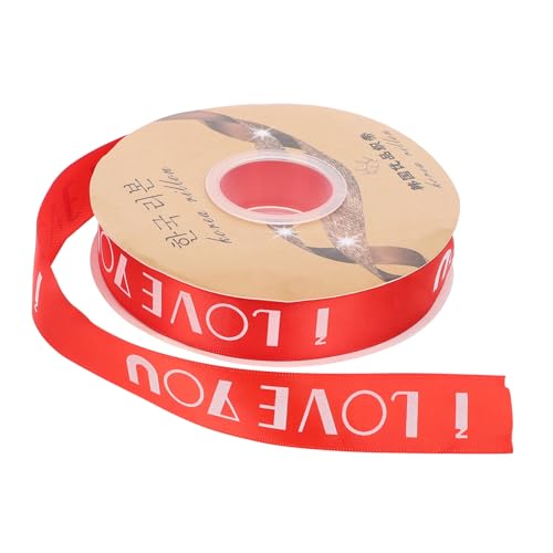 CALLARON Valentinstag Geschenkband Rot Polyester Satinband mit Herzen Langlebiges Verpackungsband für Geschenkverpackung Dekoration und DIY Bastelideen Wiederverwendbar und Angenehm von CALLARON