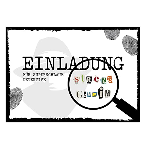 CALLUNA® – 12 Einladungskarten zum Detektiv-Kindergeburtstag mit 12 Detektivausweisen – Spannende Einladungen zur Geburtstagsfeier – Geburtstagseinladungen – Partyeinladungen – Kinderdetektive von CALLUNA PRODUKTE MIT HERZ