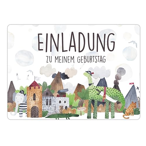CALLUNA® 12 Einladungskarten zum Kindergeburtstag – Bunte Einladung zur Geburtstagsfeier – Geburtstagseinladungen – Partyeinladungen – Dinosaurier (ohne Versandhüllen) von CALLUNA PRODUKTE MIT HERZ