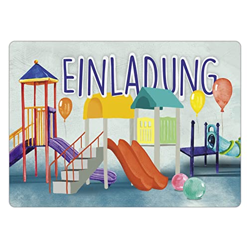 CALLUNA® – 12 Einladungskarten zum Kindergeburtstag Spielplatz – Bunte Einladung zur Geburtstagsfeier – Geburtstagseinladungen – Indoorspielplatz von CALLUNA PRODUKTE MIT HERZ