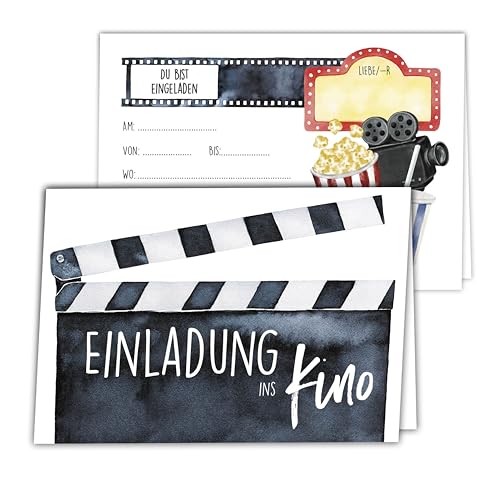 CALLUNA® – 6 Einladungskarten-Sets zum Basteln – moderne gestaltete Bastelvorlage für die Kino-Einladung – Einladung zur Geburtstagsfeier – Geburtstagseinladungen – Partyeinladungen zum Kino-Erlebnis von CALLUNA PRODUKTE MIT HERZ