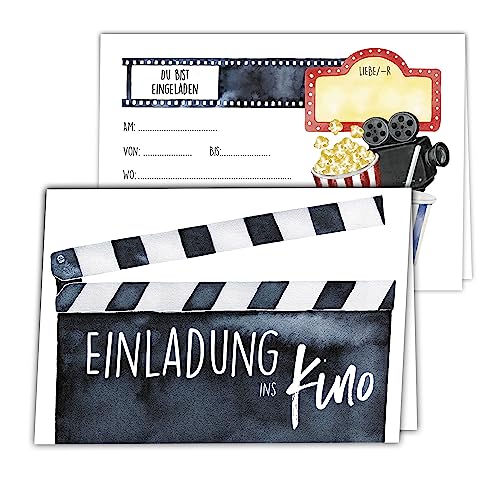 CALLUNA® – 6 Einladungskarten-Sets zum Basteln – moderne gestaltete Bastelvorlage für die Kino-Einladung – Einladung zur Geburtstagsfeier – Geburtstagseinladungen – Partyeinladungen zum Kino-Erlebnis von CALLUNA PRODUKTE MIT HERZ