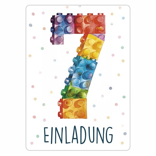CALLUNA® Baustein Einladungen Kindergeburtstag Mädchen und Junge – 12 Stück – Witzige Baustein Geburtstag Einladungen für die Geburtstagsfeier – Einladungskarten Kids, Building Bauklötze (o. VH) von CALLUNA PRODUKTE MIT HERZ
