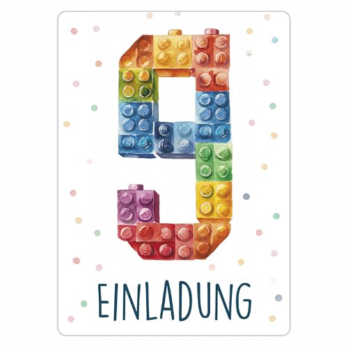 CALLUNA® Baustein Einladungen Kindergeburtstag Mädchen und Junge – 12 Stück – Witzige Baustein Geburtstag Einladungen für die Geburtstagsfeier – Einladungskarten Kids, Building Bauklötze (o. VH) von CALLUNA PRODUKTE MIT HERZ