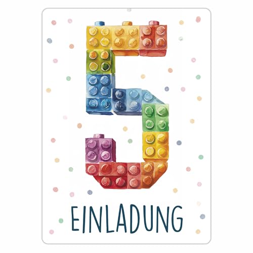 CALLUNA® Baustein Einladungen Kindergeburtstag Mädchen und Junge – 12 Stück – Witzige Baustein Geburtstag Einladungen für die Geburtstagsfeier – Einladungskarten Kids, Building Bauklötze (o. VH) von CALLUNA PRODUKTE MIT HERZ