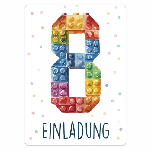 CALLUNA® Baustein Einladungen Kindergeburtstag Mädchen und Junge – 12 Stück – Witzige Baustein Geburtstag Einladungen für die Geburtstagsfeier – Einladungskarten Kids & Teenies (o. Versandhülle) von CALLUNA PRODUKTE MIT HERZ