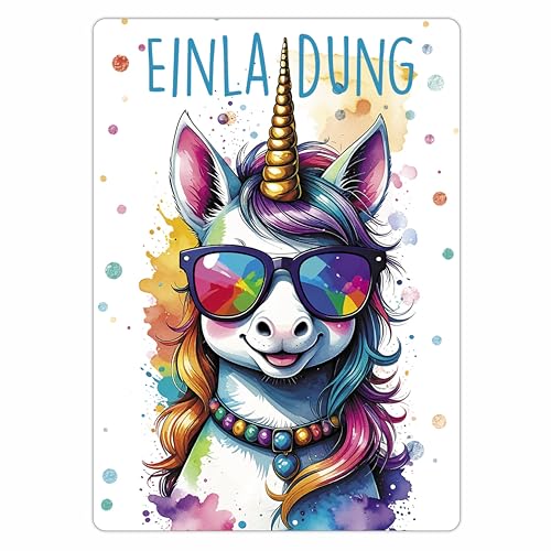CALLUNA® Einhorn GLITZER Einladungskarten Kindergeburtstag Mädchen - 12 Stück - Witzige Einhorn Geburtstag Einladungen mit echtem Glitzerlack - Einladungskarten Teenager Mädchen (Einhorn) von CALLUNA PRODUKTE MIT HERZ
