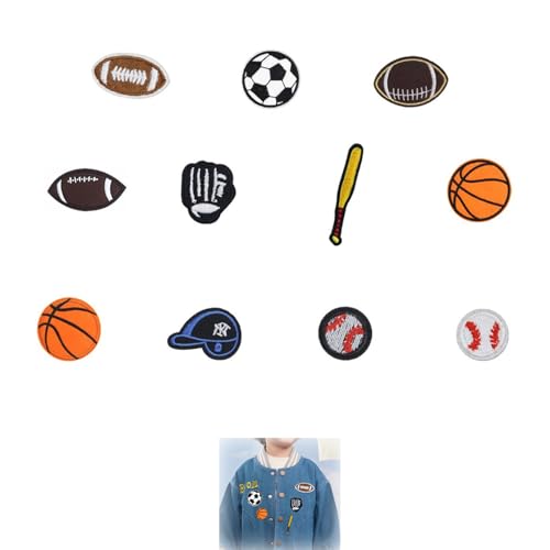 11 Piece Iron-On Patch Set Sports Football Iron-On Patches, Sports Collection Embroidered Fabric Patch Set for Jeans, Trousers, Jackets, T-Shirts, Bags (Kids, Adults) von CALLYSONIC