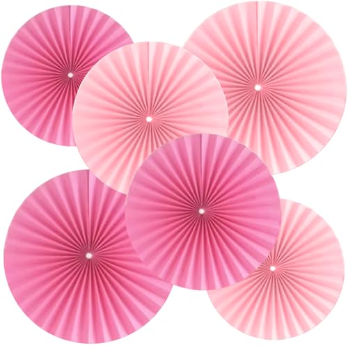12 Stück Fächer Set, Papierblumen zum Aufhängen, Papierfächer Deko, Hochzeit Fächerblume, Hängende Hochzeitsdekorationen, für Party Feier, Hochzeit, Geburtstag 20cm 25cm 30cm (Rosa*6, Rose*6) (rosa-N) von CALLYSONIC