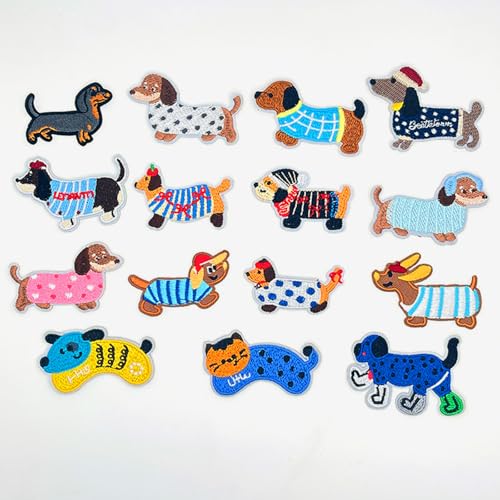 15 Stück Dackel Deko Patches zum Aufbügeln, Flicken zum Aufbügeln Kinder, Dackel Geschenke, Aufnäher für Kleidung Jacken Rucksäcke Jeans Patches 15 Stück Dackel Deko Patches zum Aufbügeln, Flicken zum Aufbügeln Kinder, Dackel Geschenke, Aufnäher für Kleidung Jacken Rucksäcke Jeans Patches von CALLYSONIC