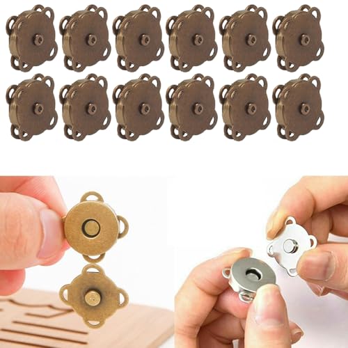 15 Stück Magnetknöpfe, 14mm Magnetknöpfe zum Annähen, Knöpfe Ohne Nähen, Knöpfe Für Strickjacken, Magnetknöpfe Pflaumenförmige, Handtaschen Kleidung Diy Nähen Geldtasche (Bronze) von CALLYSONIC
