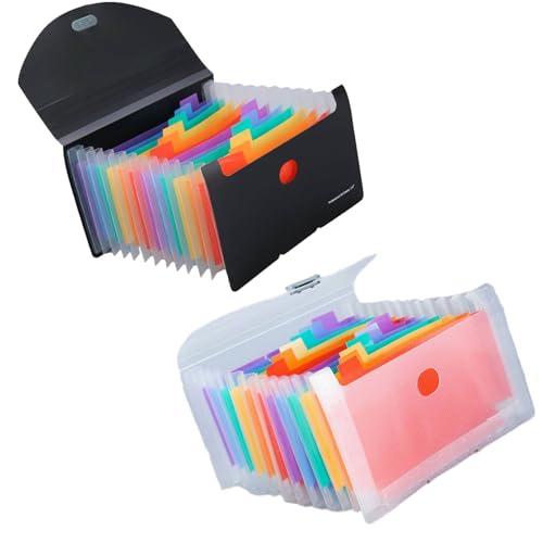2 Stück Fächermappe A6, Mappe mit Fächern, Document Organizer, Dokumentenmappe, Folder Organizer, Regenbogen Innen, Geeignet für Rechnungen, Quittungen, Karten, Schwarz und klar, 18*11*2.5cm (Farbe A) 2 Stück Fächermappe A6, Mappe mit Fächern, Document Organizer, Dokumentenmappe, Folder Organizer, Regenbogen Innen, Geeignet für Rechnungen, Quittungen, Karten, Schwarz und klar, 18*11*2.5cm (Farbe A) von CALLYSONIC