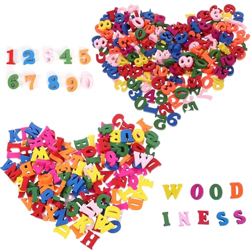 200 Stück Holzzahlen und holzbuchstaben, Bunte Handgefertigte Holzbuchstaben Klein, 15MM Holz Zahlen für DIY Handwerk Dekorieren, Scrapbooking, DIY, Schulprojekte, Lernspiele von CALLYSONIC