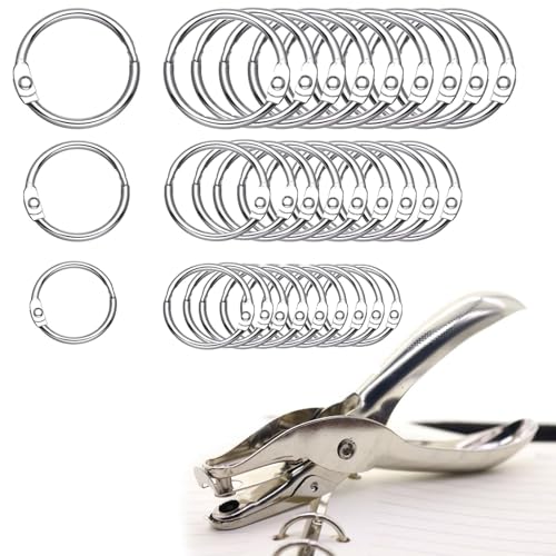40 Stück Buchbinderinge mit 3mm Lochzange, Metall Buchringe, 15/20/25mm Karteikarten Ring, Binder Ringe Loseblatt Verbinder für Scrapbook, Album, Memo-Ablage, Handwerk, Schlüsselringe (A) von CALLYSONIC