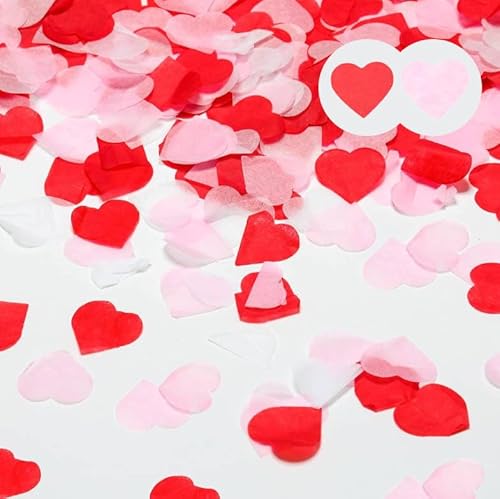 4000 Stück Konfetti Herzen, 2,5cm Konfetti Hochzeit, für Romantisch Tischdekor, Hochzeit Deko, Valentinstag, Geburtstag, Luftballons Korationen, Party (Rot, Rosa) (Farbmischung-1) von CALLYSONIC