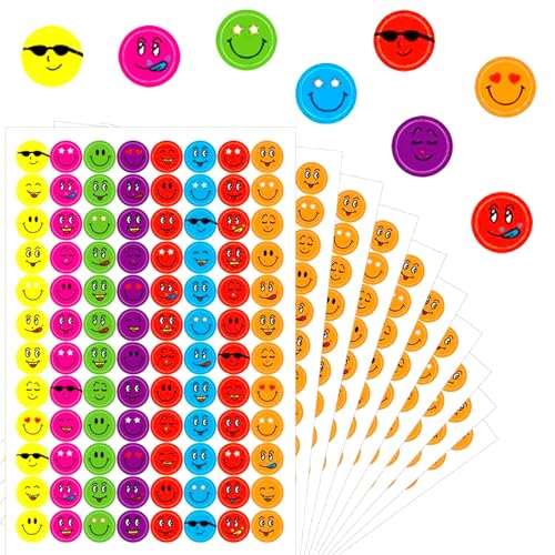 4800 Stück Smiley Aufkleber, 7 Farben Smiley Emoji Sticker, 10mm Belohnungssticker für Lehrer, Eltern, Büros für Auszeichnungen, Dekorationen und Beschriftungen 4800 Stück Smiley Aufkleber, 7 Farben Smiley Emoji Sticker, 10mm Belohnungssticker für Lehrer, Eltern, Büros für Auszeichnungen, Dekorationen und Beschriftungen von CALLYSONIC