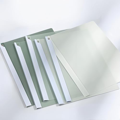 5 Stück Bewerbungsmappen, 40 Blatt A4 Kapazität Präsentationsmappe, Klemmschienen A4 mit Schwingclip, Heftumschlag a4 Transparent, Grün Schiebebinder, Klemmhefter für Büro, Zuhause, Schule (v) von CALLYSONIC