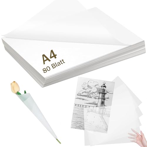 80 Blätter Transparentpapier Bedruckbar Weiß, 112g Pauspapier A4, Pergamentpapier zum Bedrucken, Transparent Pauschpapier für Skizzieren, DIY-Karten, Verpacken, Zeichnen, Laternen 80 Blätter Transparentpapier Bedruckbar Weiß, 112g Pauspapier A4, Pergamentpapier zum Bedrucken, Transparent Pauschpapier für Skizzieren, DIY-Karten, Verpacken, Zeichnen, Laternen von CALLYSONIC