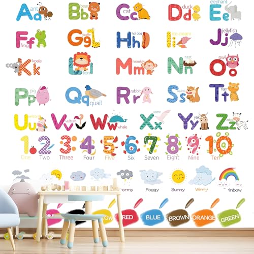 9 Stück abc Poster für Kinder, Wasserdichtes Alphabet, PosterLernposter Kinder mit Buchstaben, Zahlen, Wetter, Farben, Wandtattoo für Kindergarten, Zuhause, Schule 9 Stück abc Poster für Kinder, Wasserdichtes Alphabet, PosterLernposter Kinder mit Buchstaben, Zahlen, Wetter, Farben, Wandtattoo für Kindergarten, Zuhause, Schule von CALLYSONIC